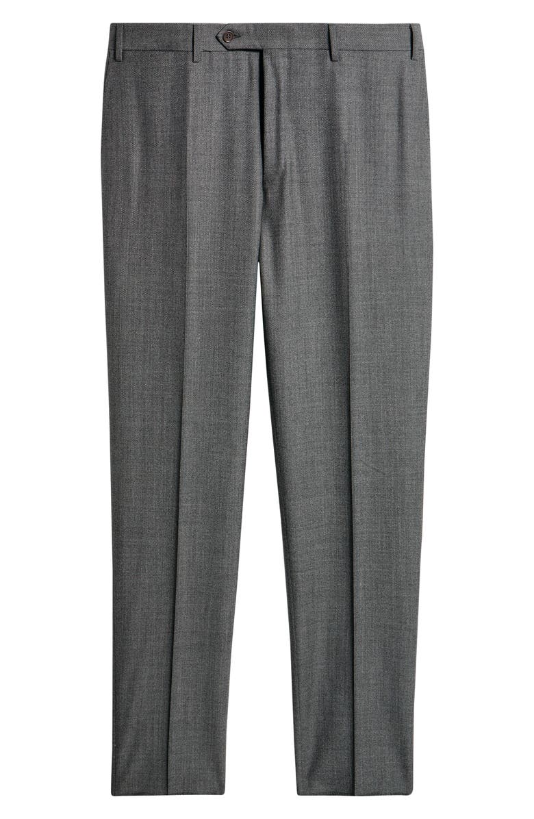 Canali Siena Regular Fit Grey Flat Front Super 130s Wool Dress Pants, Alternate, color, Grey