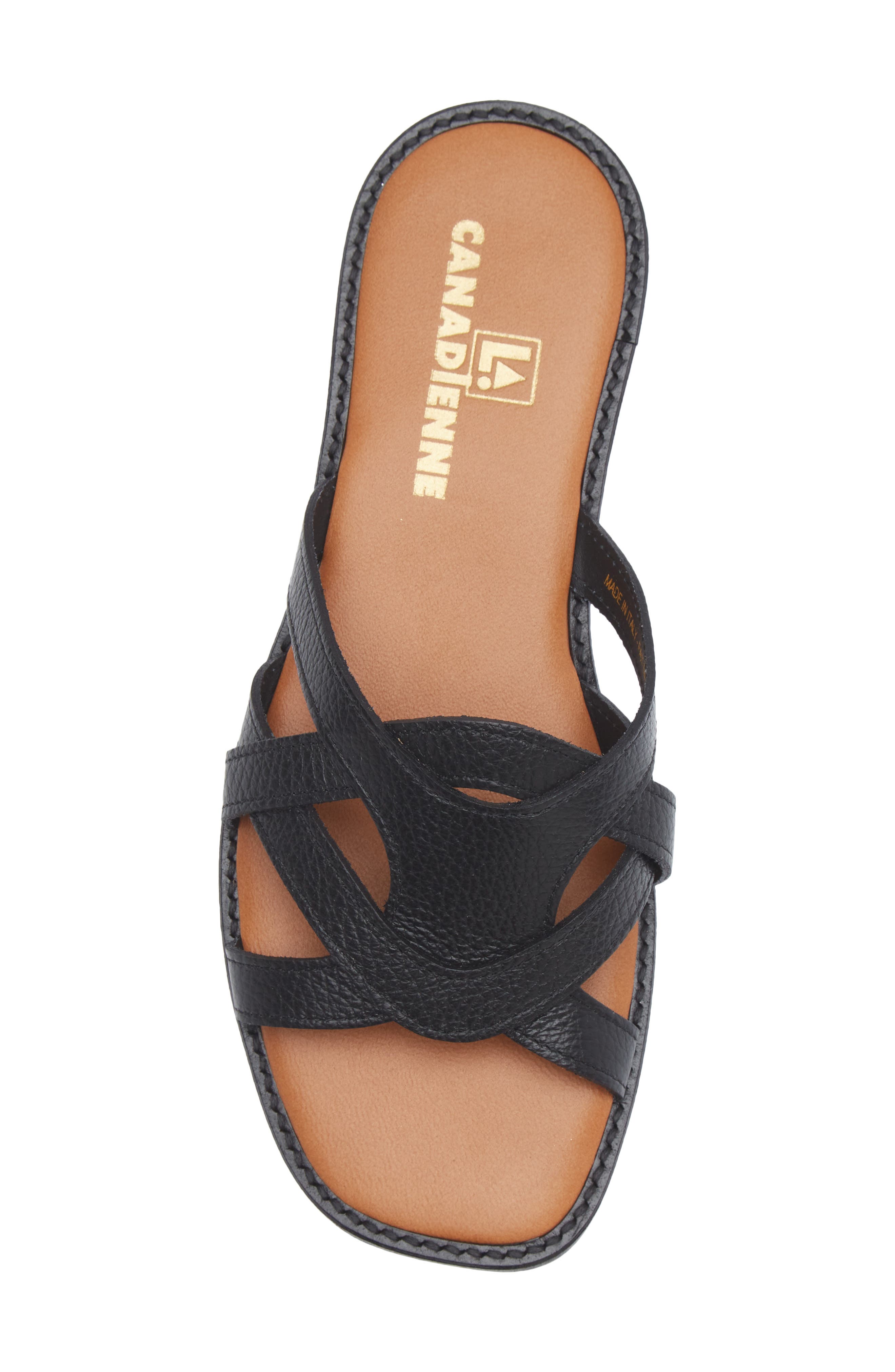 La Canadienne Francine Leather Slide Sandal, Alternate, color, Black