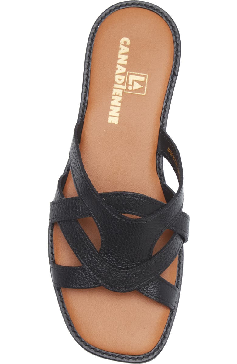 La Canadienne Francine Leather Slide Sandal, Alternate, color, Black