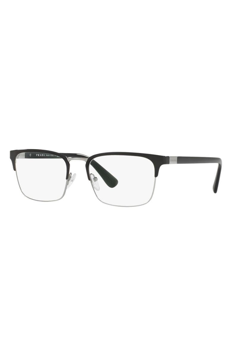 Prada 55m Rectangle Optical Glasses, Alternate, color, 