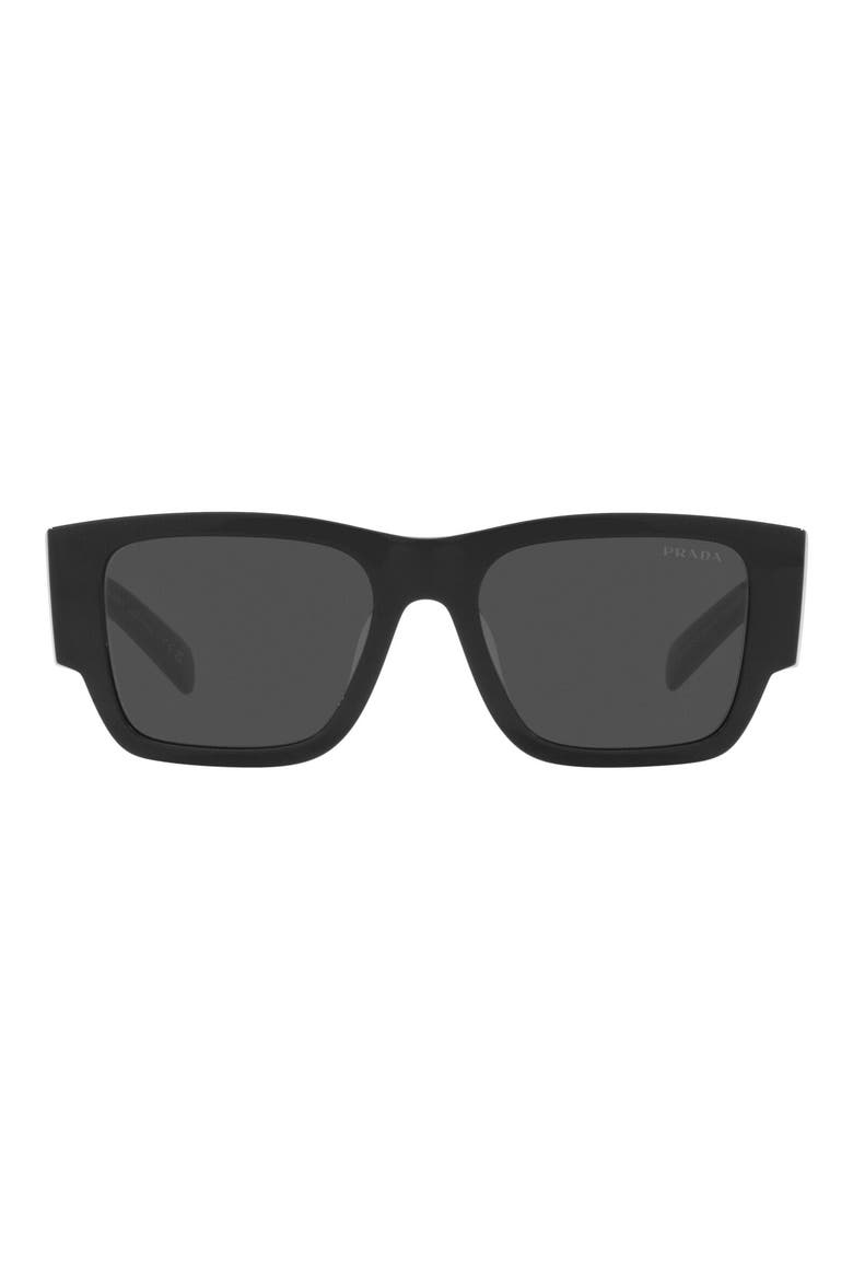 55mm Square Sunglasses, Main, color, BLACK