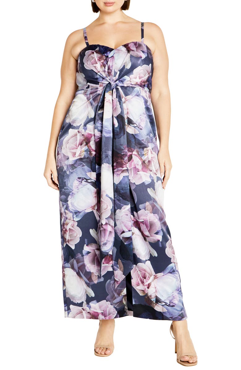 City Chic Kamari Print Sleeveless Maxi Dress, Main, color, Crystal Floral