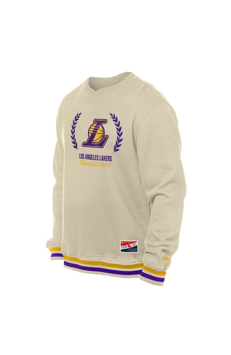 New Era Men's New Era White Los Angeles Lakers Throwback Vintage Pullover Sweatshirt, Alternate, color,