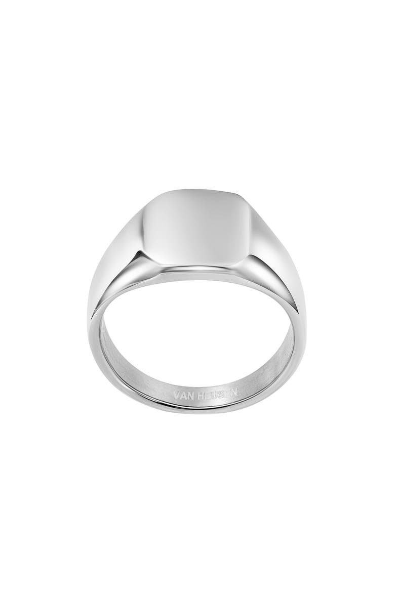 VAN HEUSEN Men's Signet Ring, Alternate, color, Silver