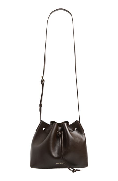 Leather Drawstring Bucket Bag