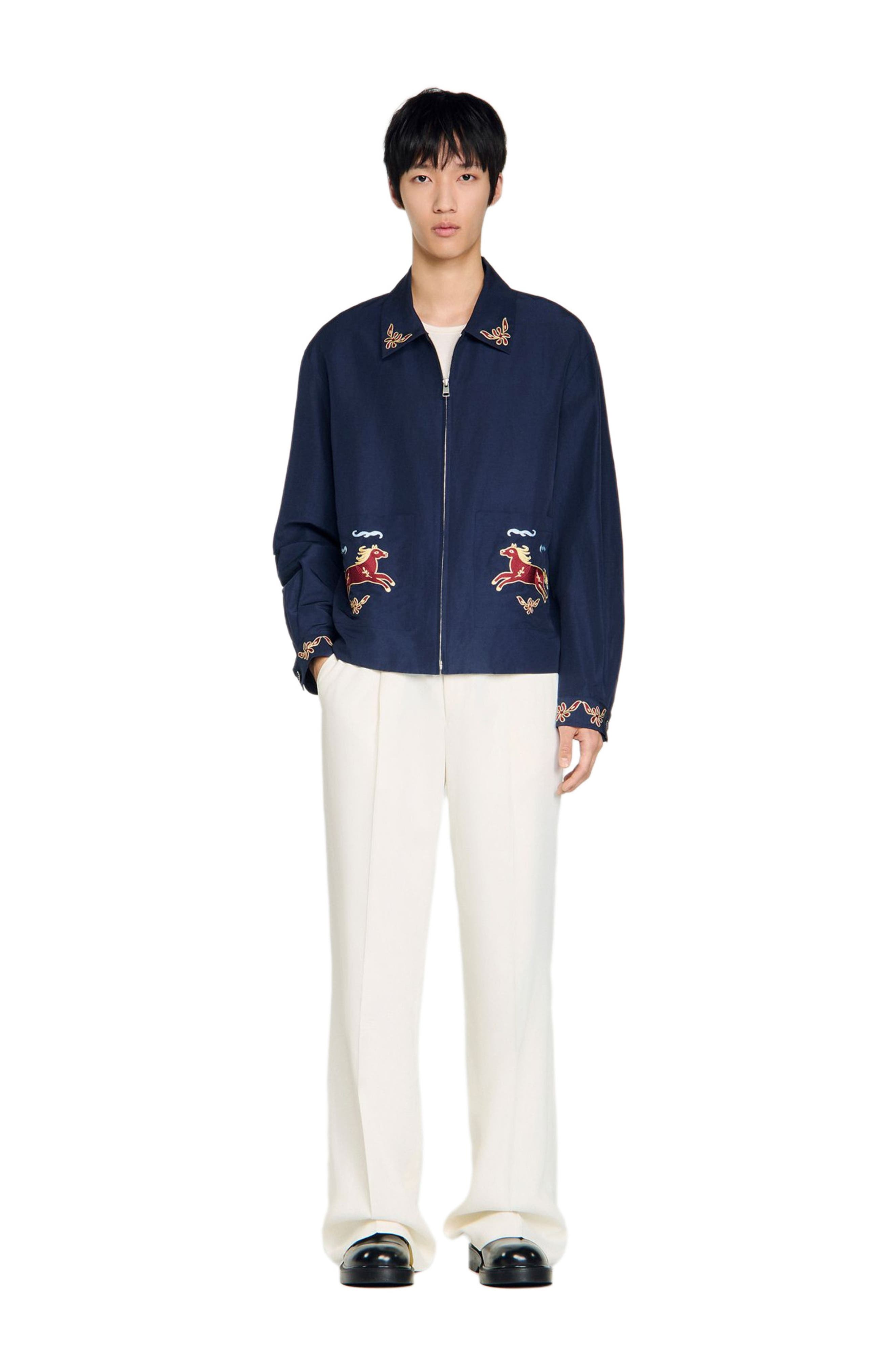 Embroidered wing collar jacket - image 2