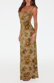 Tiger Mist Sparrow Floral Velvet Burnout Maxi Dress