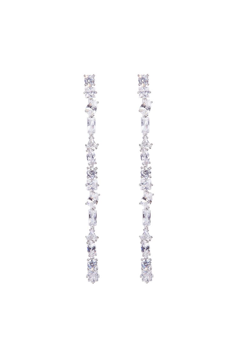 Julie L Earrings, Main, color, White/White Rhodium