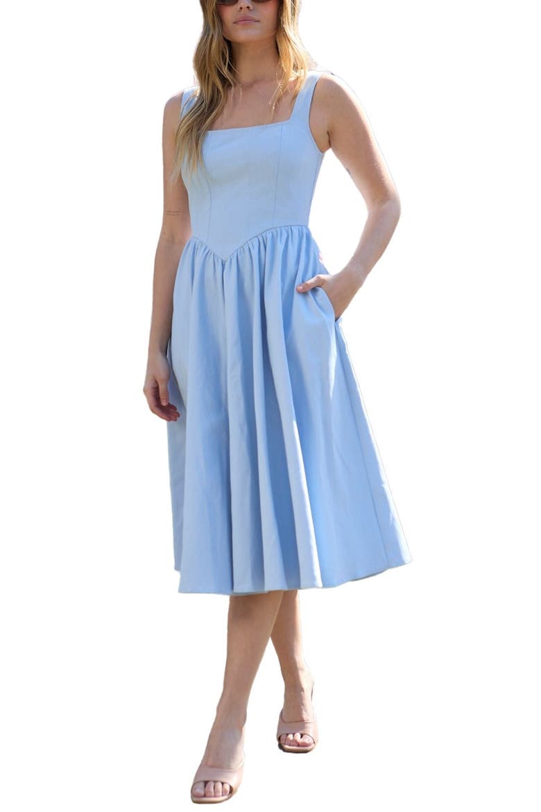 Hayley Corset Inspired Midi Dress, Main, color, Blue