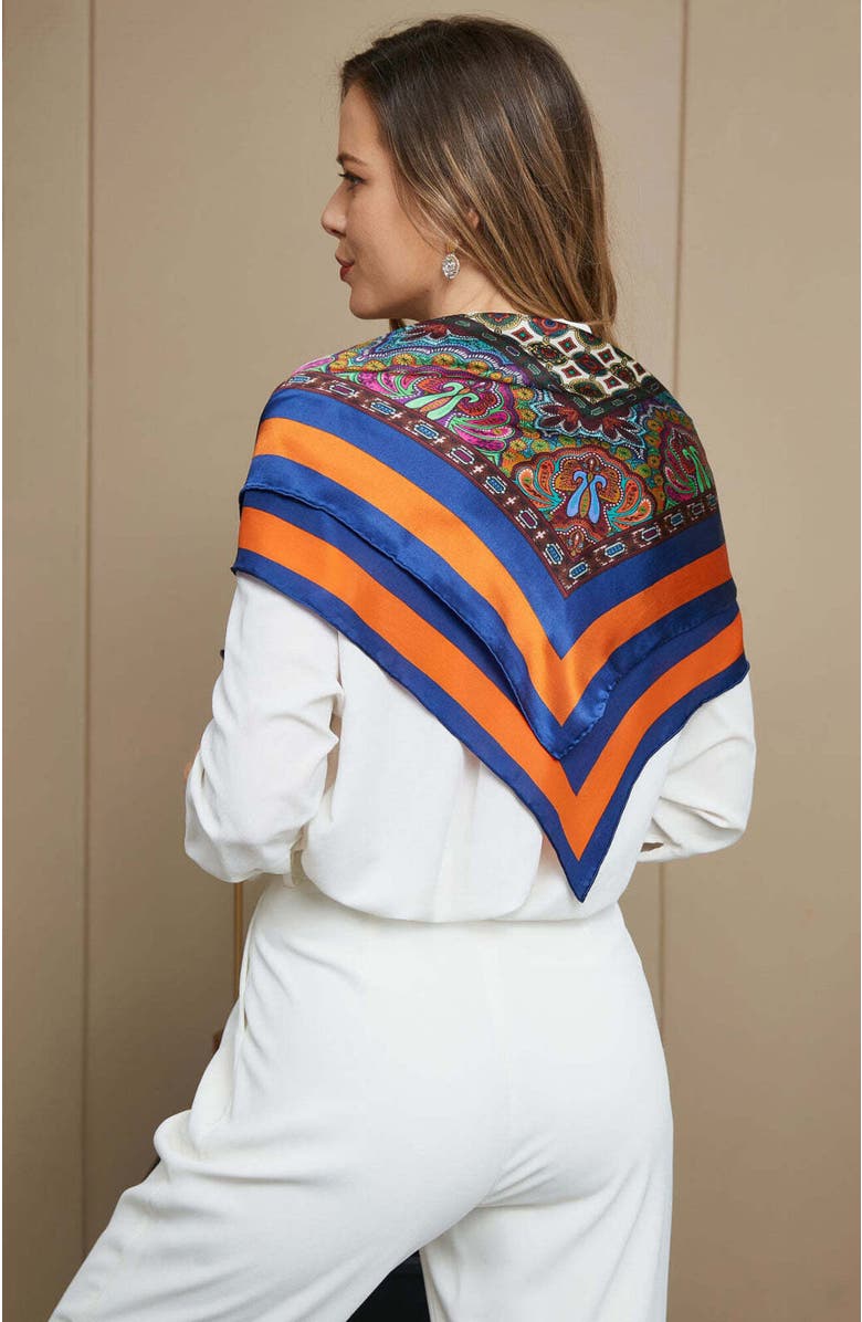 SILKSILKY Pure Silk Bohemian Square Scarf, Alternate, color, Multi