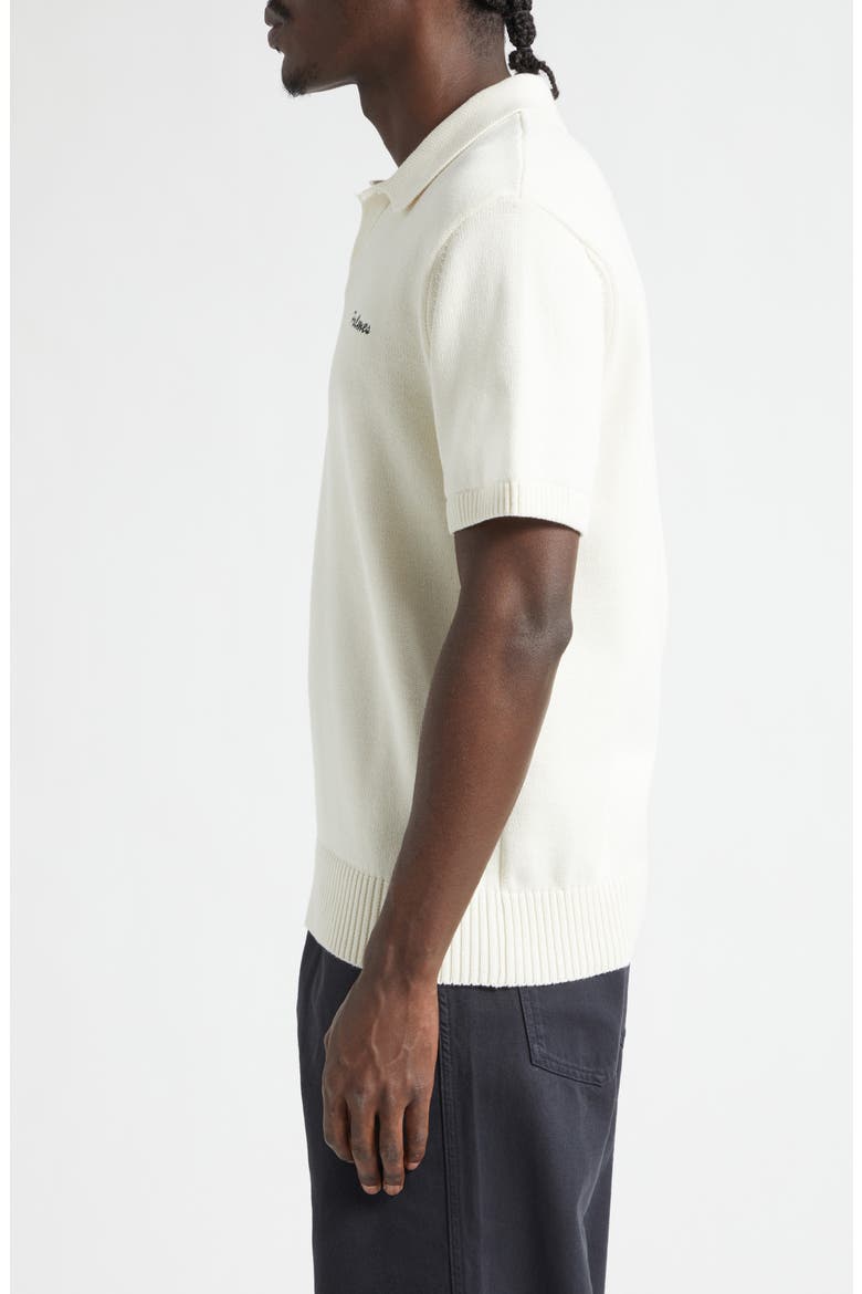 Embroidered Logo Organic Cotton Polo Sweater, Alternate, color, OFF-WHITE