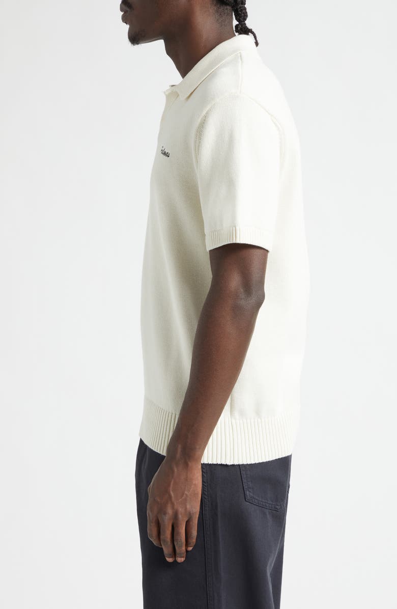 PALMES Embroidered Logo Organic Cotton Polo Sweater, Alternate, color, Off-White