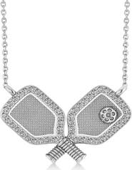 ALLUREZ Diamond Large Dual Pickleball Paddle Pendant Necklace 14K