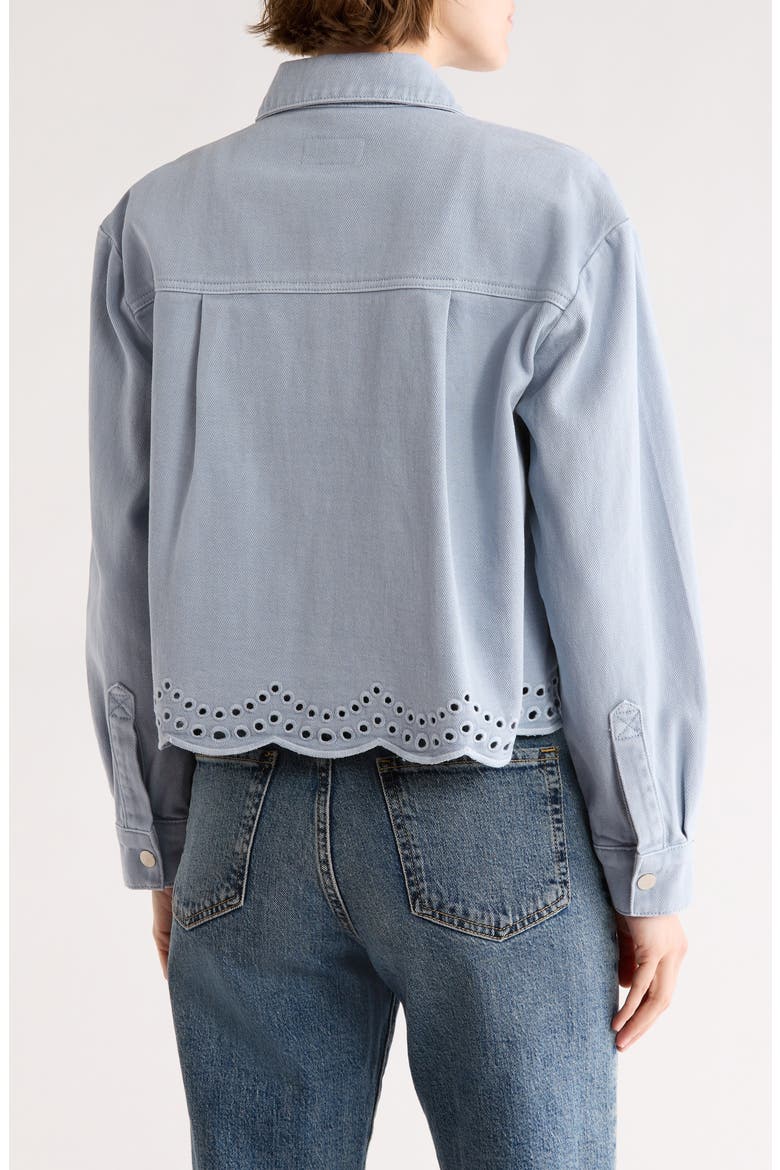 Embroidered Eyelet Scallop Crop Denim Jacket, Alternate, color, WASHED BLUE