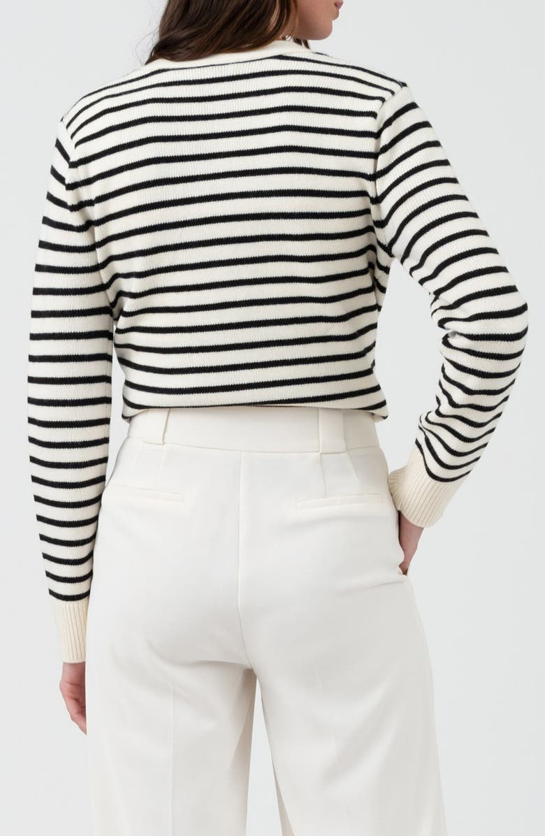 Blu Pepper Stripe V-Neck Cardigan, Alternate, color, 