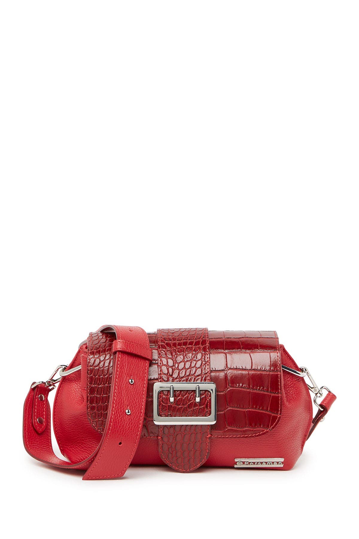 Persaman New York Amelie Croc Embossed Buckle Satchel, Main, color, 
