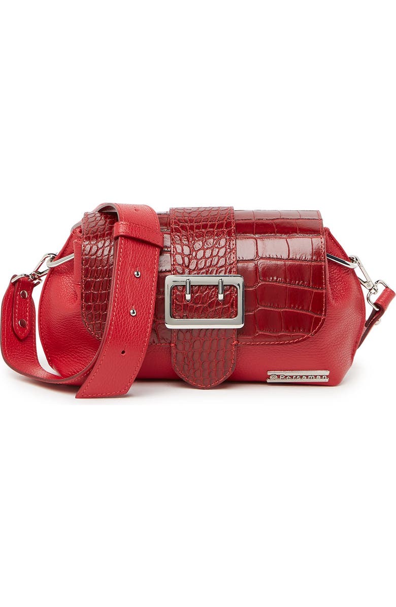 Persaman New York Amelie Croc Embossed Buckle Satchel, Main, color,