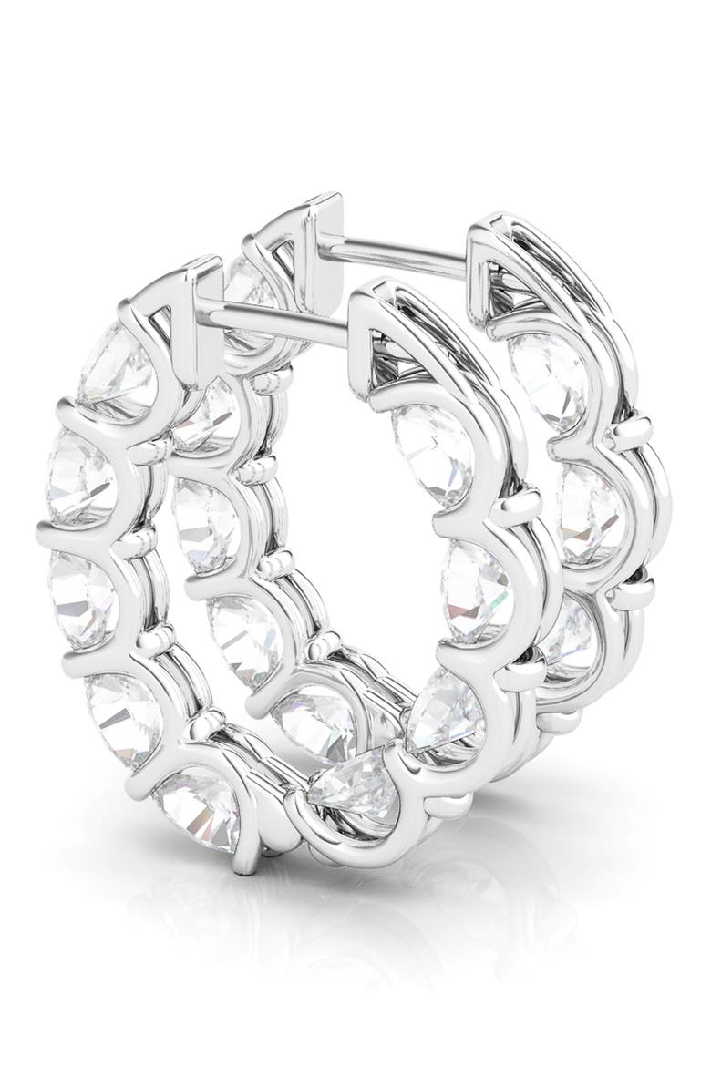 Oval Lab Grown Diamond Inside Out 18K Gold Hoop Earrings, Alternate, color, WHITE GOLD