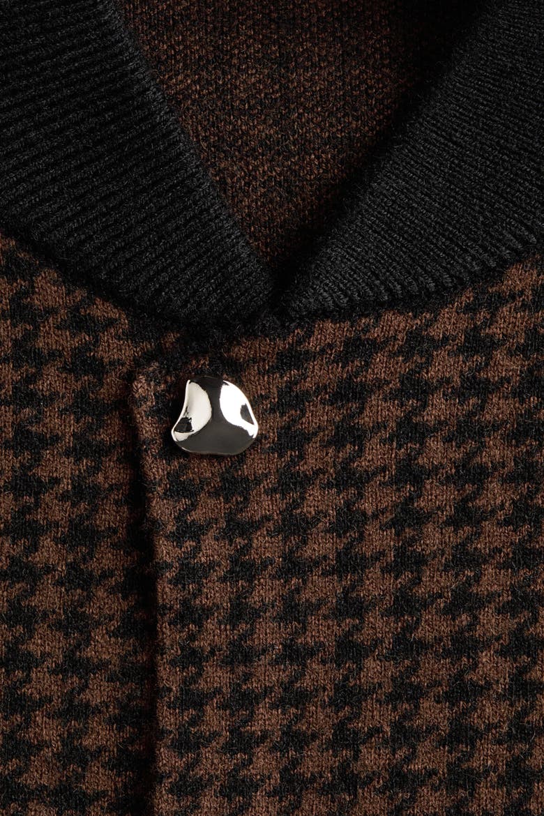 Shoulder-pad Cardigan, Alternate, color, Dark brown/houndstooth