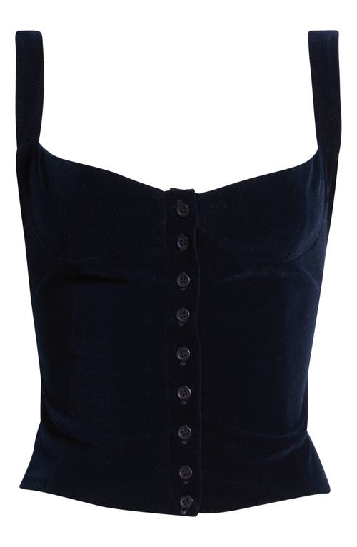 Bella Venice Julie Velveteen Corset Top In Blue