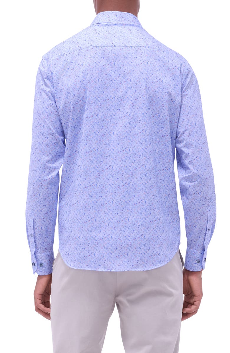 Bugatchi Jimmy OoohCotton<sup>®</sup> Print Button-Up Shirt, Alternate, color, Air Blue