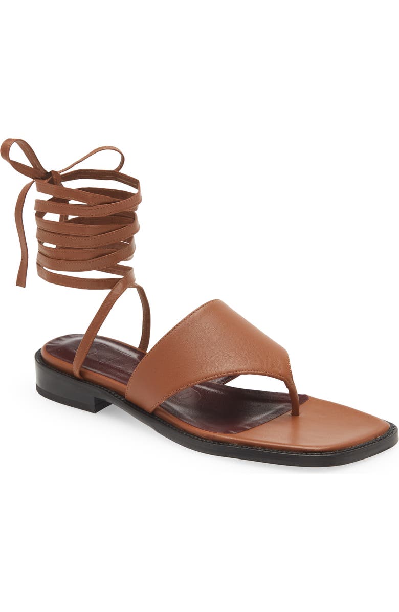 STAUD Alexandre Ankle Wrap Sandal, Main, color, Tan