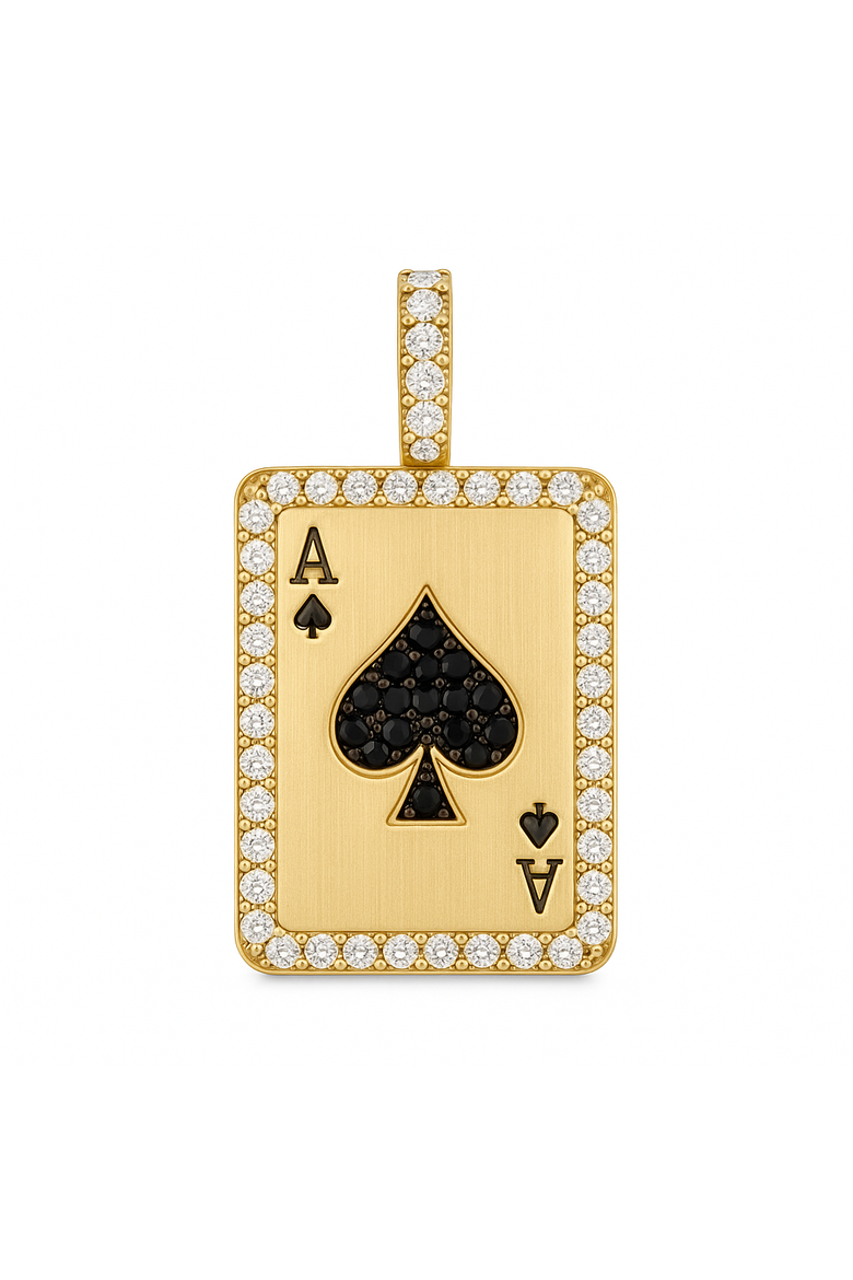 14K Gold Ace of Spades Diamond Pendant 1.00ct VS1 6g, Main, color, Yellow