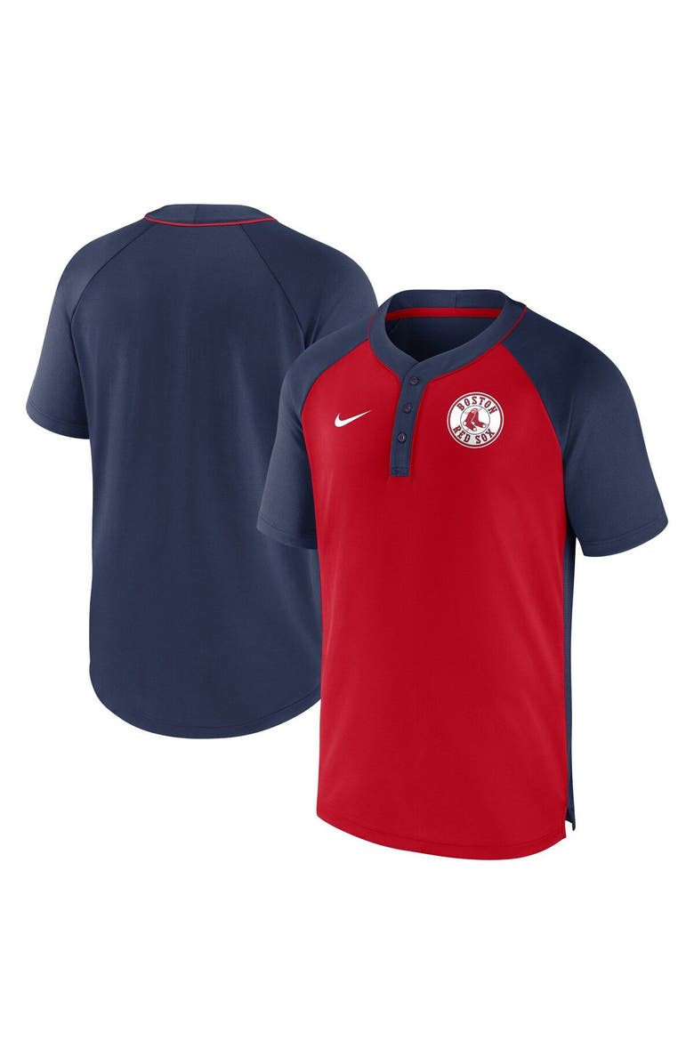 Nike Men's Nike Navy/Red Boston Red Sox City Plate Performance Henley Raglan T-Shirt, Alternate, color, 
