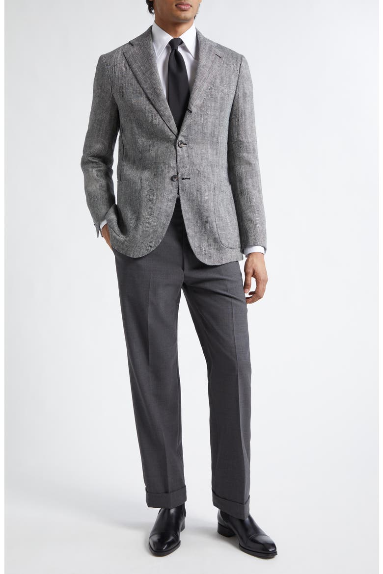 Waverly Linen Herringbone Sport Coat, Alternate, color, NAVY