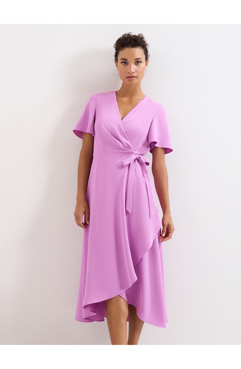 Phase Eight Julissa Short Sleeve Wrap Midi Dress, Main, color, Lilac