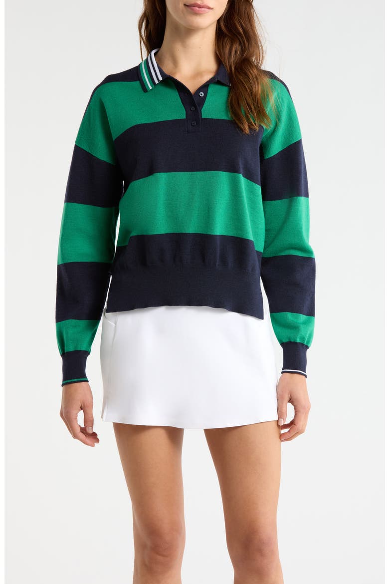 Stripe Merino Wool Rugby Golf Sweater, Main, color, TWILIGHT / DARK CLOVER