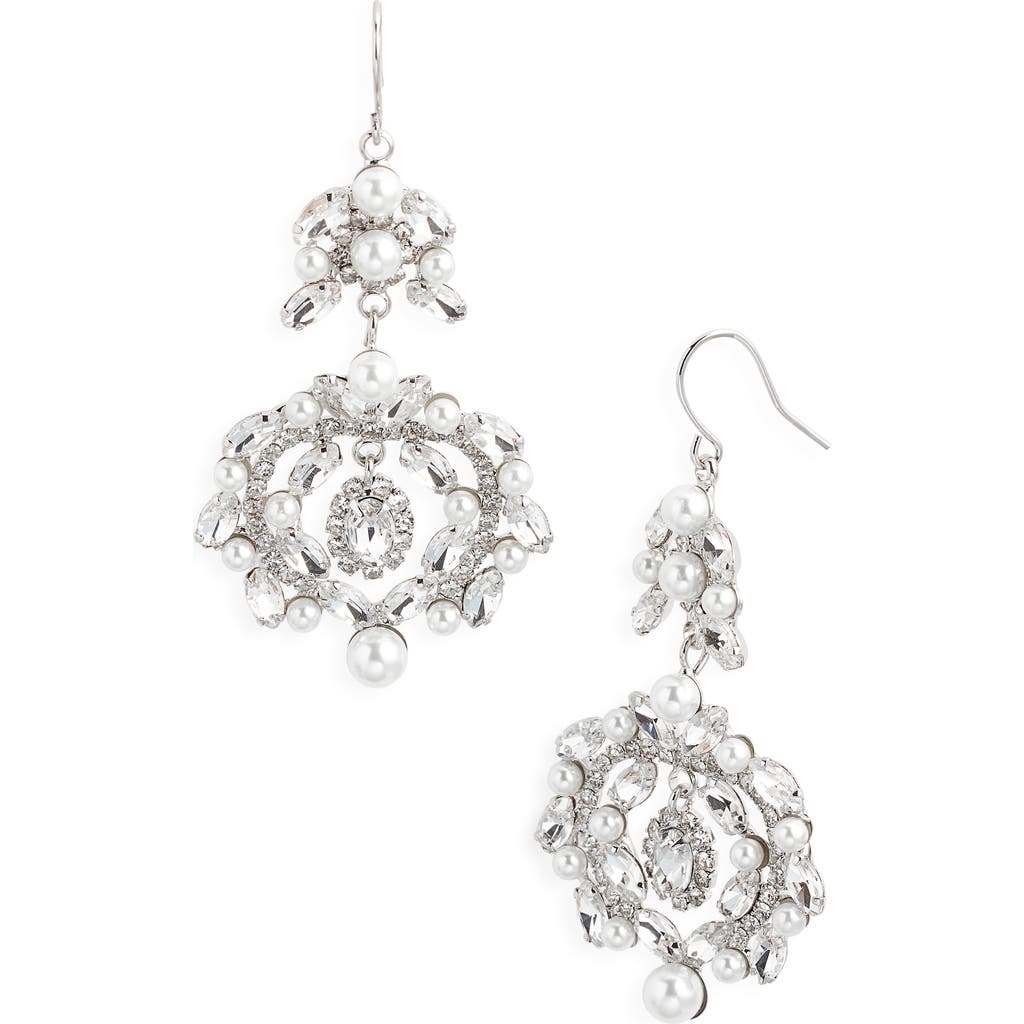 CRISTABELLE CRISTABELLE CRYSTAL & FAUX PEARL DROP EARRINGS