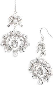 CRISTABELLE Crystal & Faux Pearl Drop Earrings