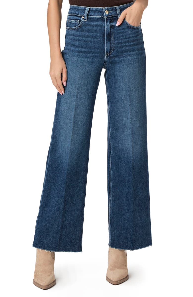 PAIGE Anessa Raw Hem High Waist Wide Leg Jeans, Main, color, 
