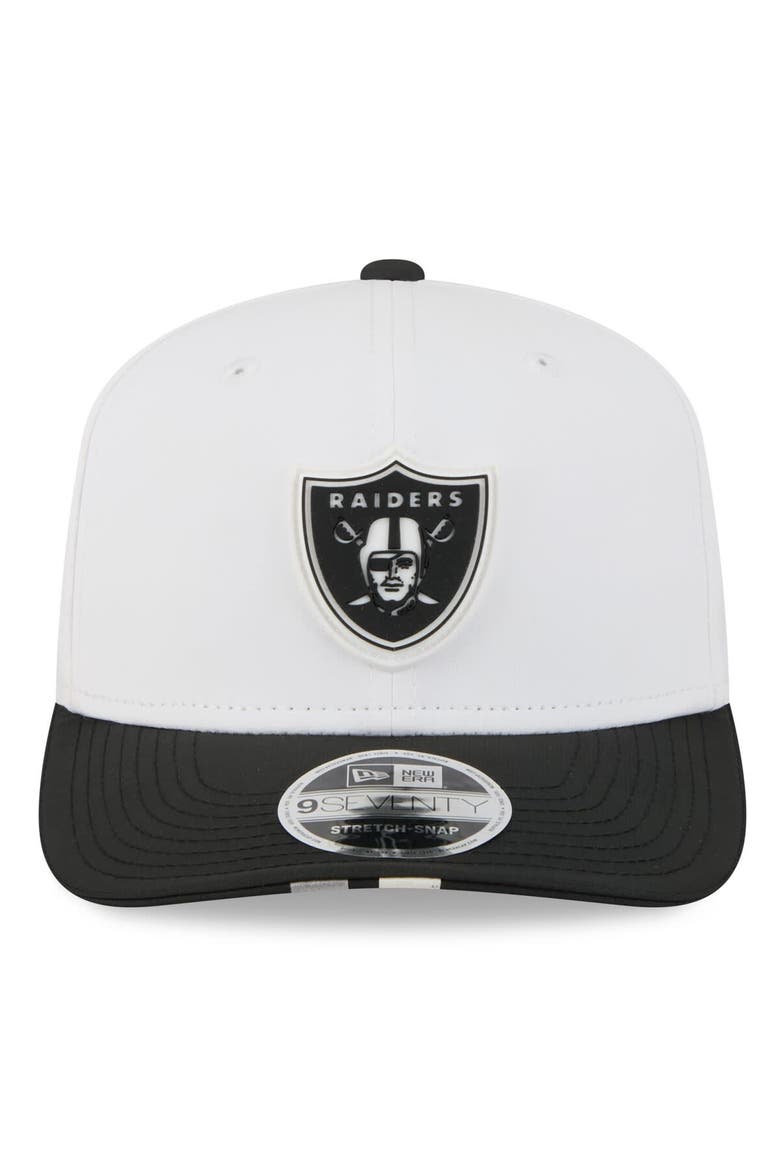 Men's New Era  White/Black Las Vegas Raiders 2025 NFL Training Camp 9SEVENTY Adjustable Hat, Alternate, color, White