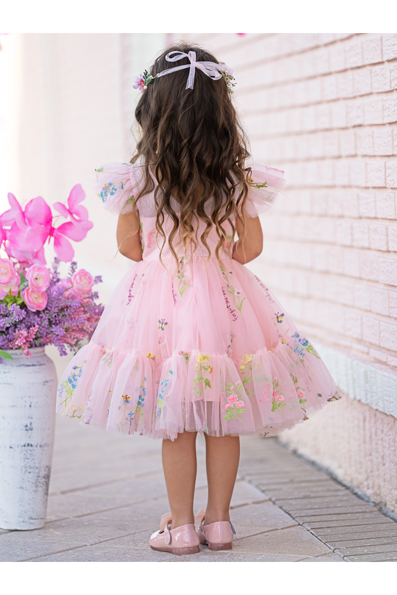 Mia Belle Girls Girls Blush Fairy Garden Embroidered Floral Tutu