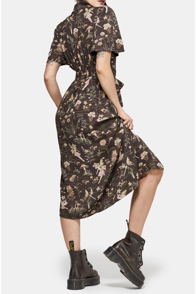 Faela Fairy Tie Waist Wrap Midi Dress, Alternate, color, Black