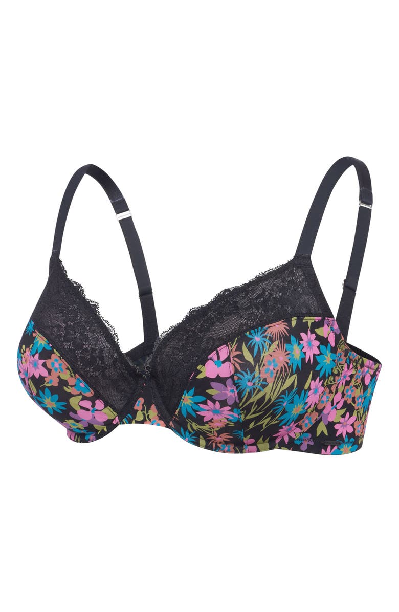 SAVAGE X FENTY Hopelace Romantic Unlined Demi Bra, Alternate, color, Black Caviar Flower Ditz Print