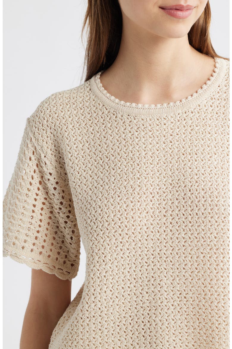 Khloe Open Stitch Cotton & Linen Sweater, Alternate, color, IVORY
