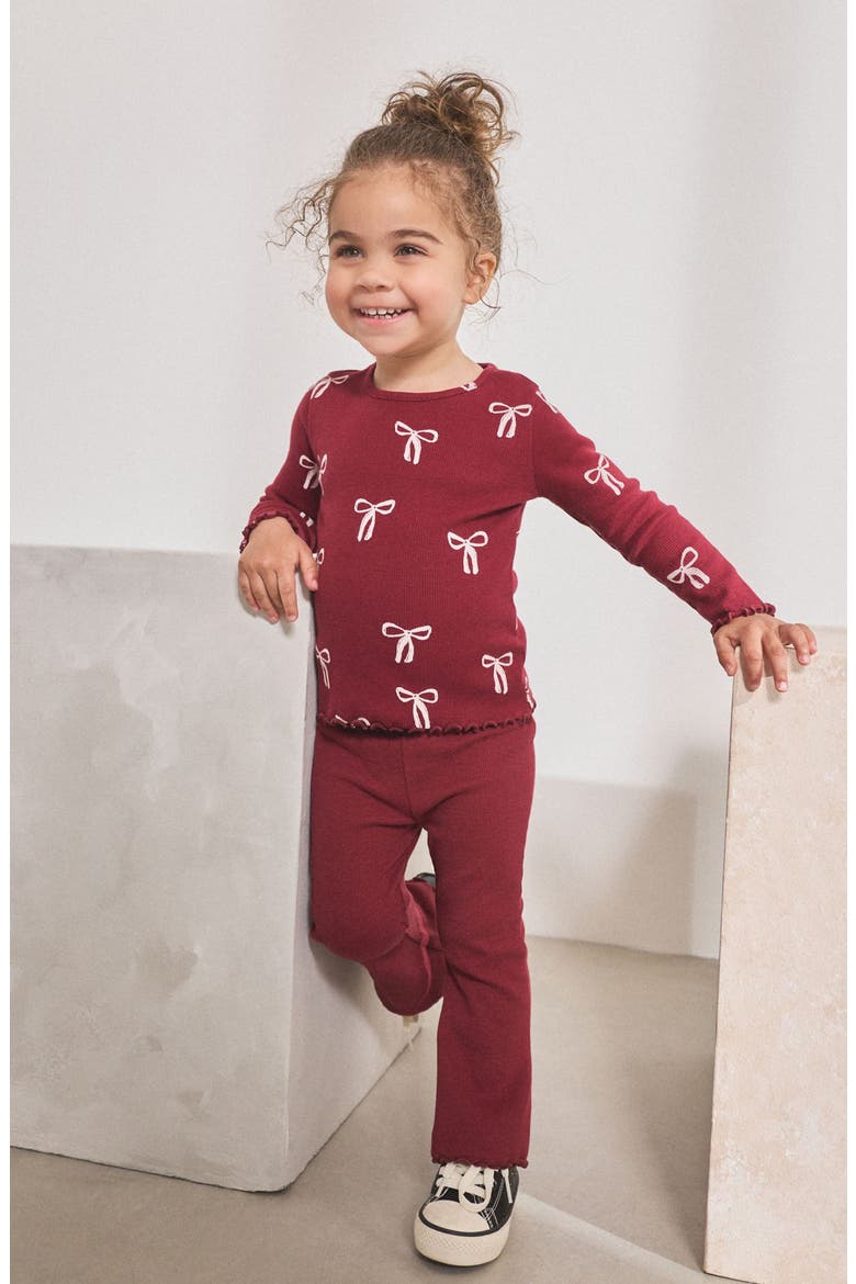 Kids' Ribbon Print Cotton Rib T-Shirt, Alternate, color, RED