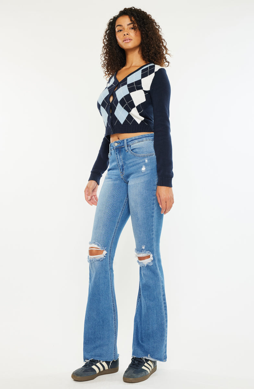 Kancan Eva Essentials High Rise Bootcut Jeans In Blue