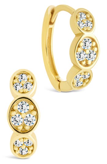 Sterling Forever Barbara Triple Halo Hoop Earrings In Gold