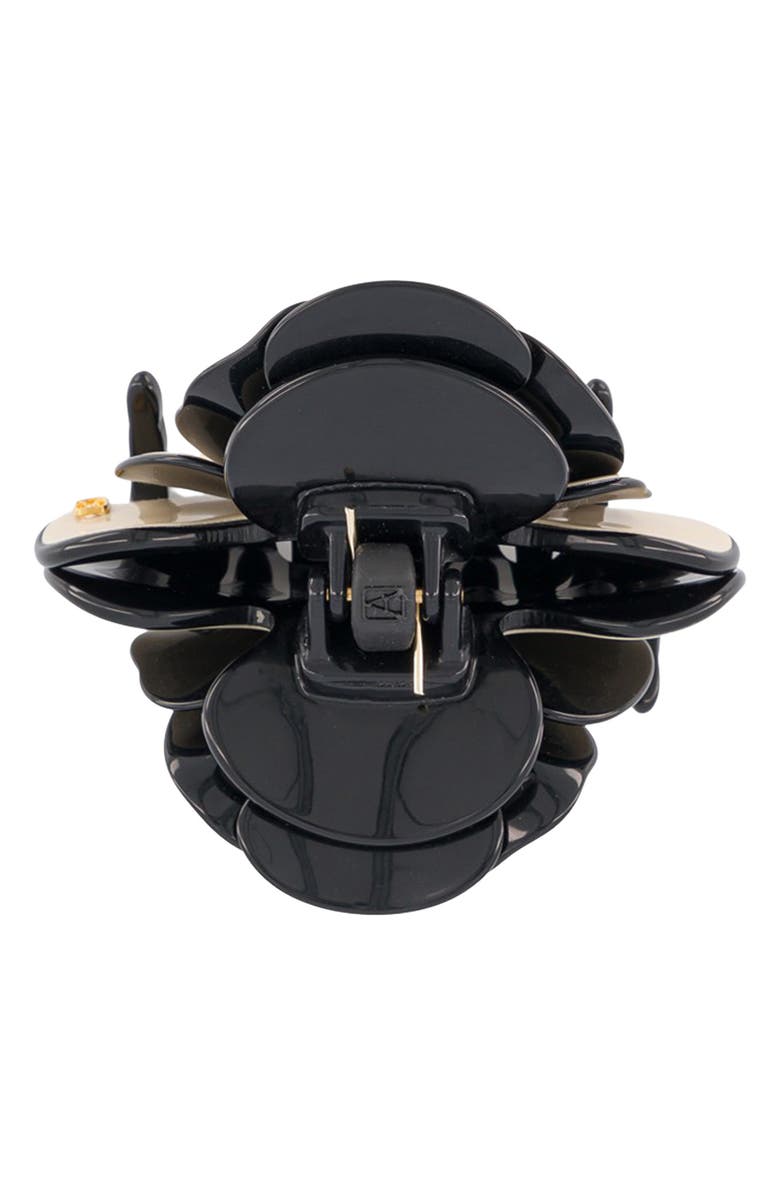 Alexandre de Paris Crystal Flower Claw Clip, Alternate, color, Beige