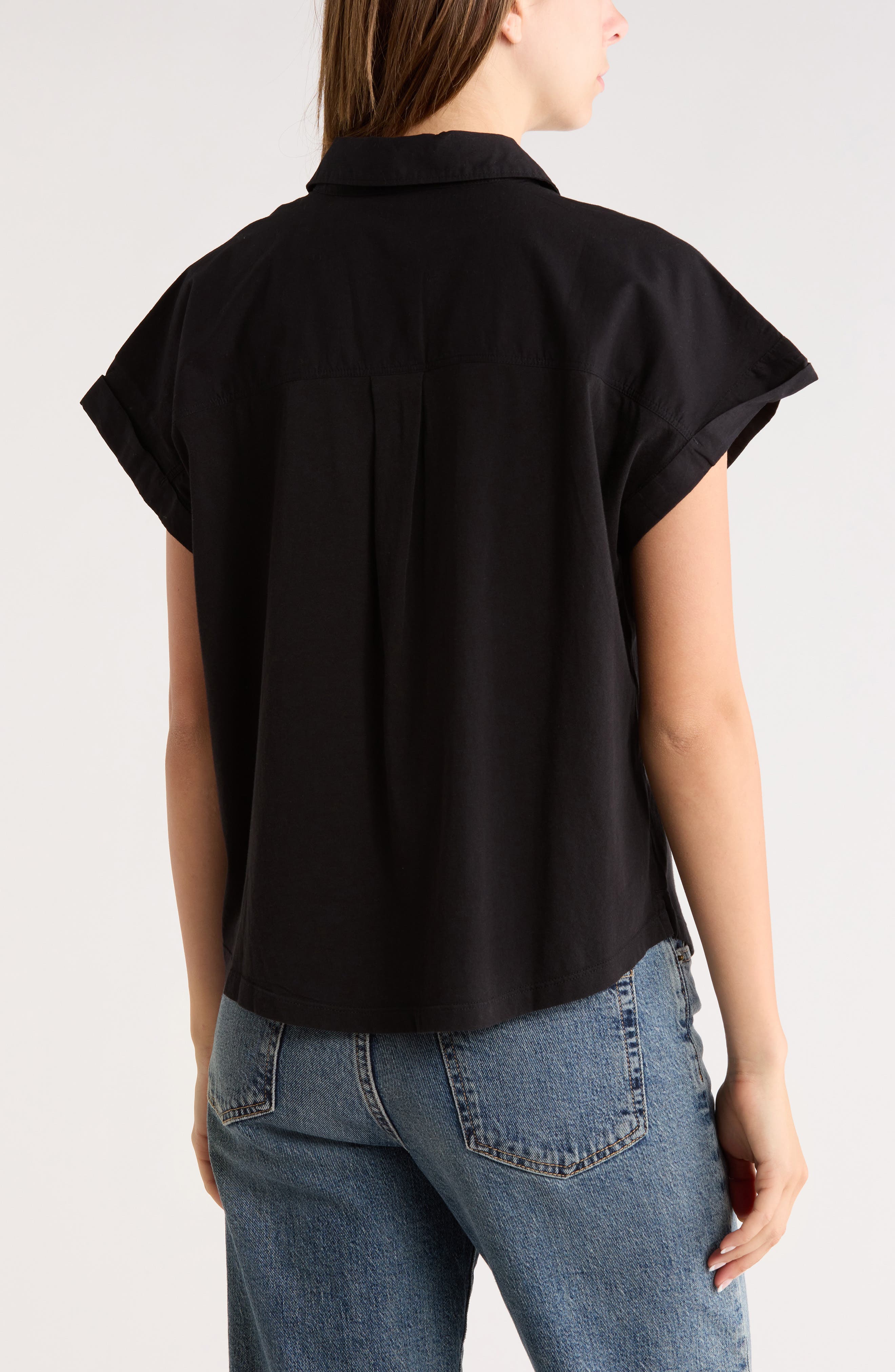 Mixed Media Button-Up Shirt - image 2