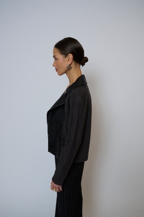Central Park West Milan Sweater Combo Trench Jacket In Black