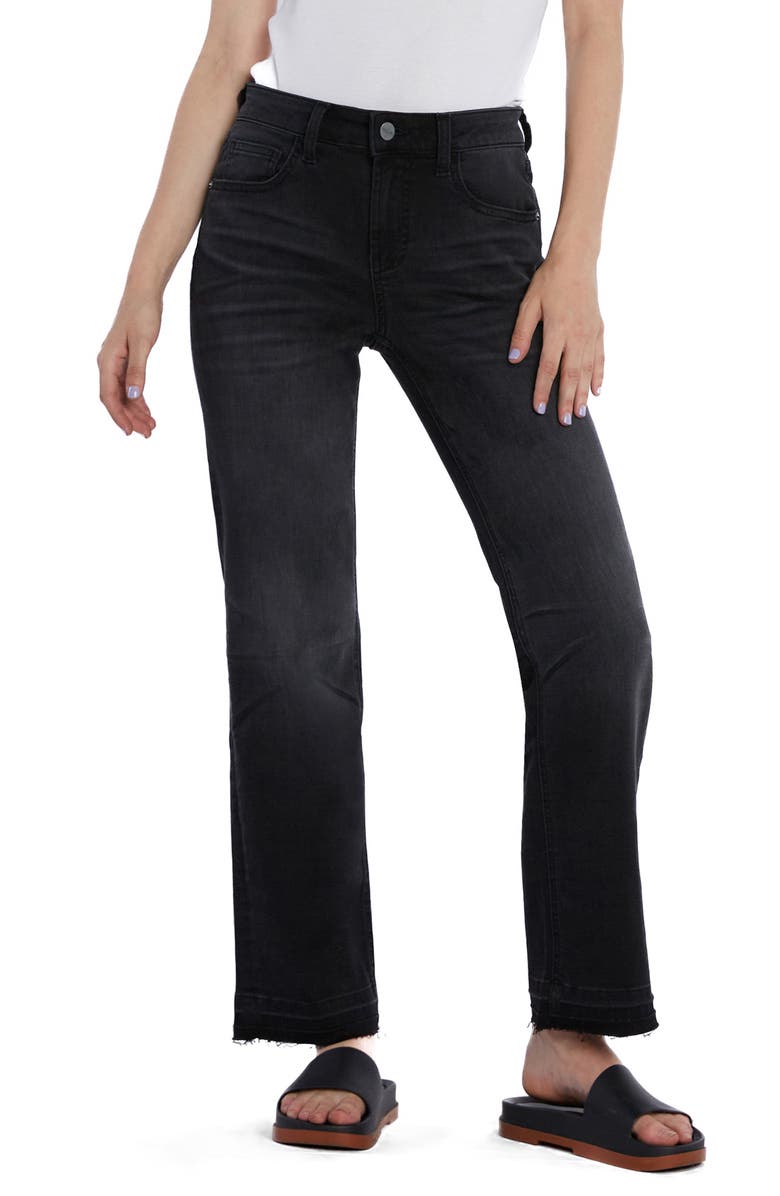 HINT OF BLU Rosa Release Hem Boyfriend Jeans, Main, color, Brush Black