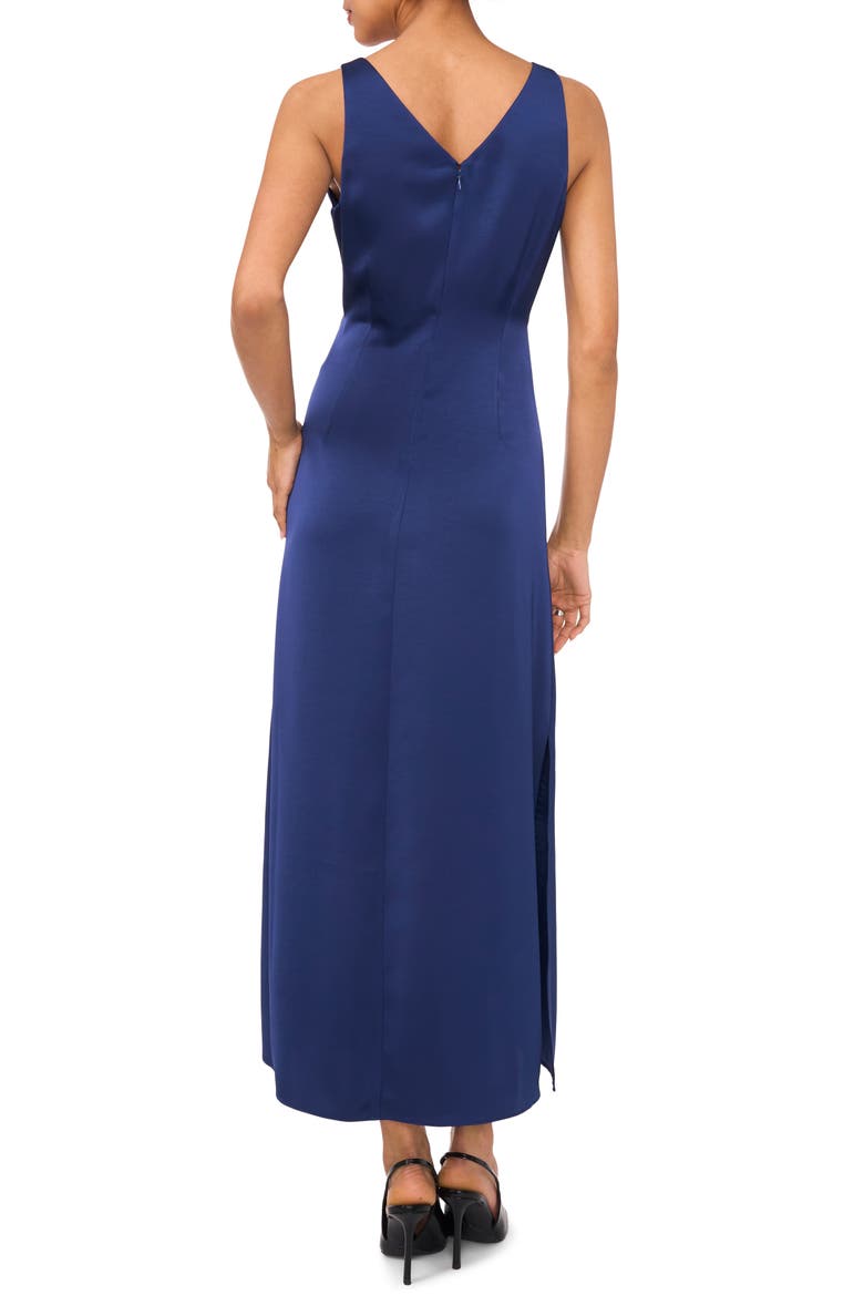 V-Neck Satin Midi Dress, Alternate, color, INDIGO NIGHT