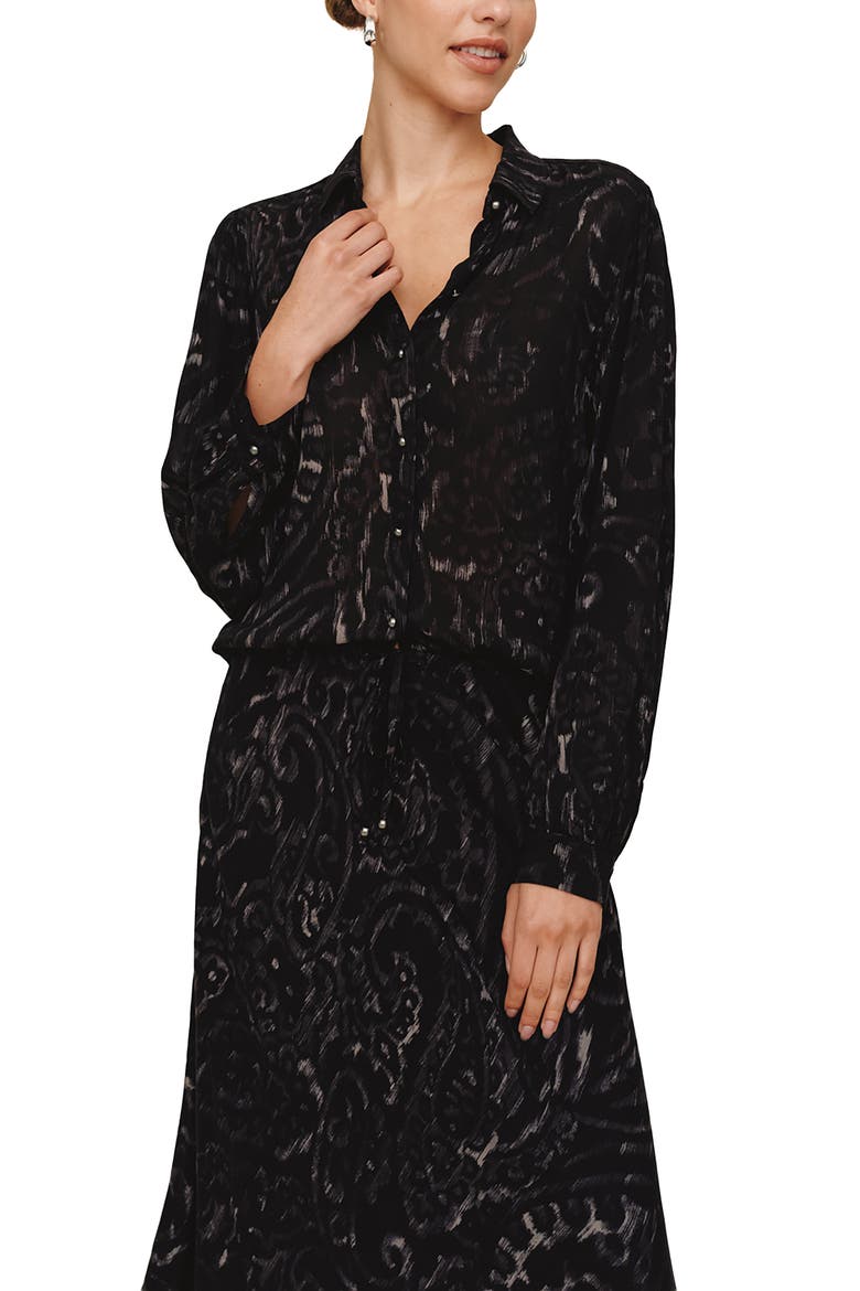 Fitted Button-Up Shirt, Alternate, color, BLACK PAISLEY