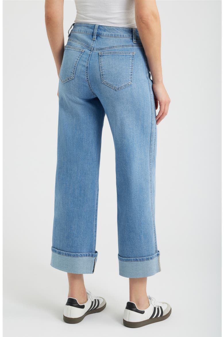Roll Cuff Mid Rise Wide Leg Jeans, Alternate, color, KITTY HAWK