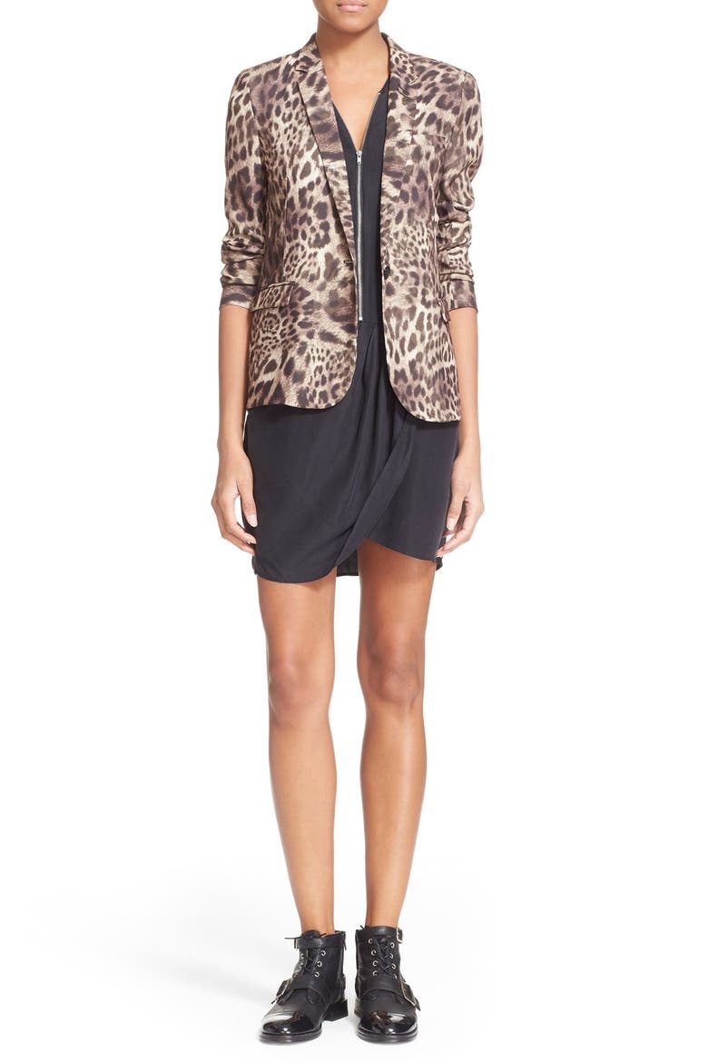 Leopard Print Crepe Blazer, Alternate, color, LEOPARD